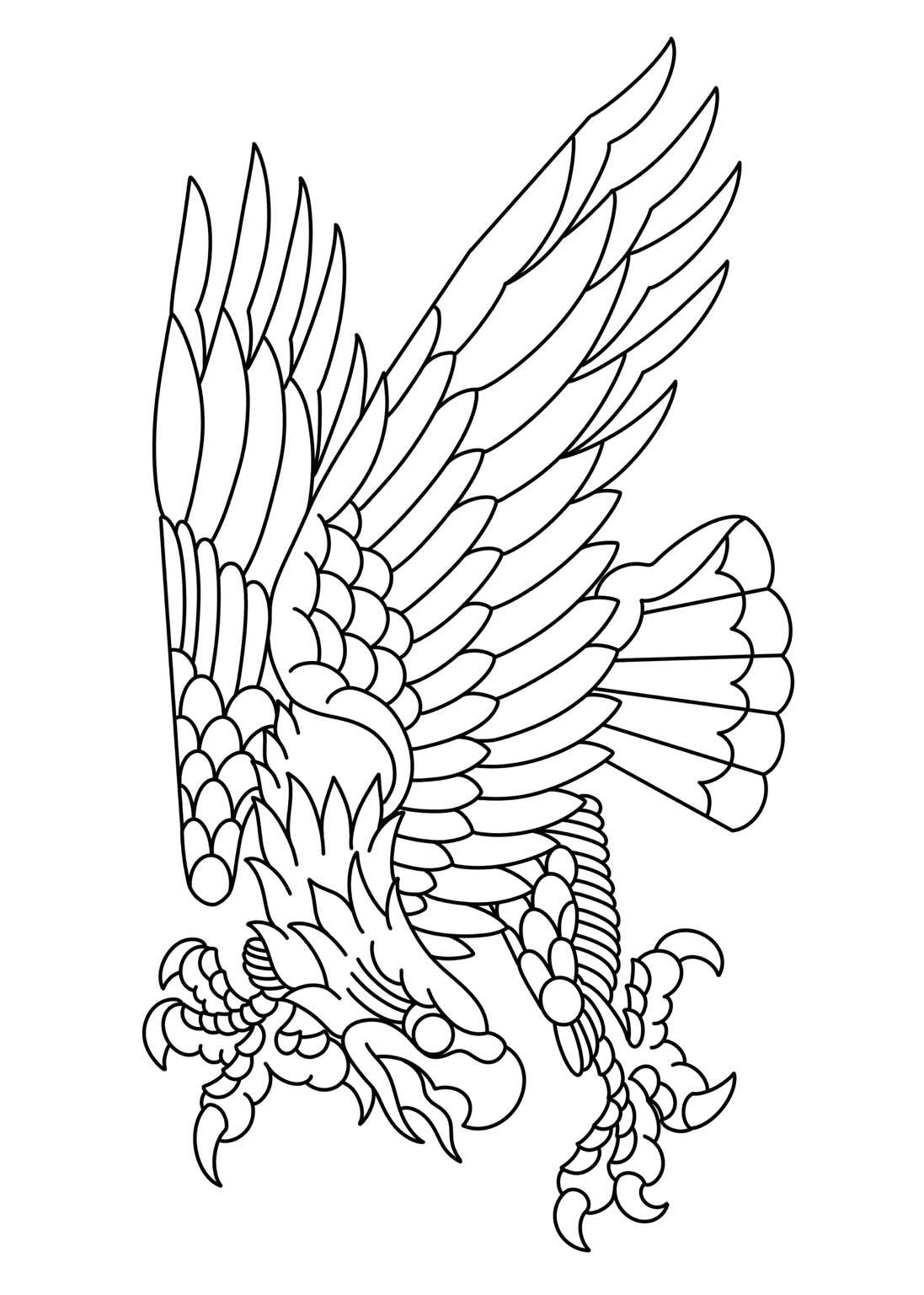 Eagle 001 Classic Traditional leather tooling pattern clean linework by 21GRAMS
