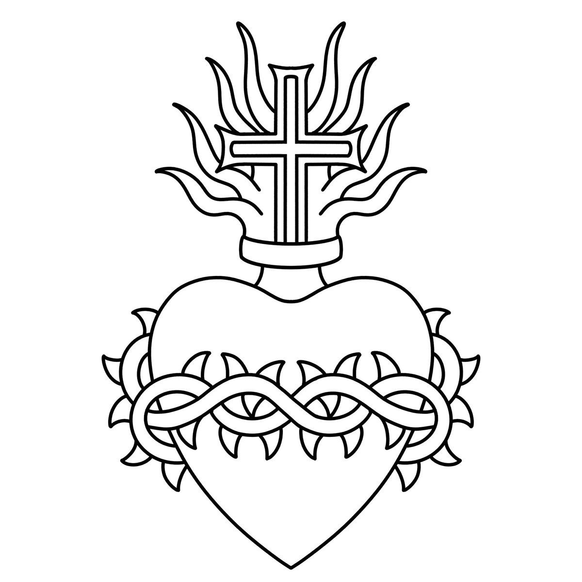 Sacred Heart 001 Classic Traditional leather tooling pattern clean linework by 21GRAMS