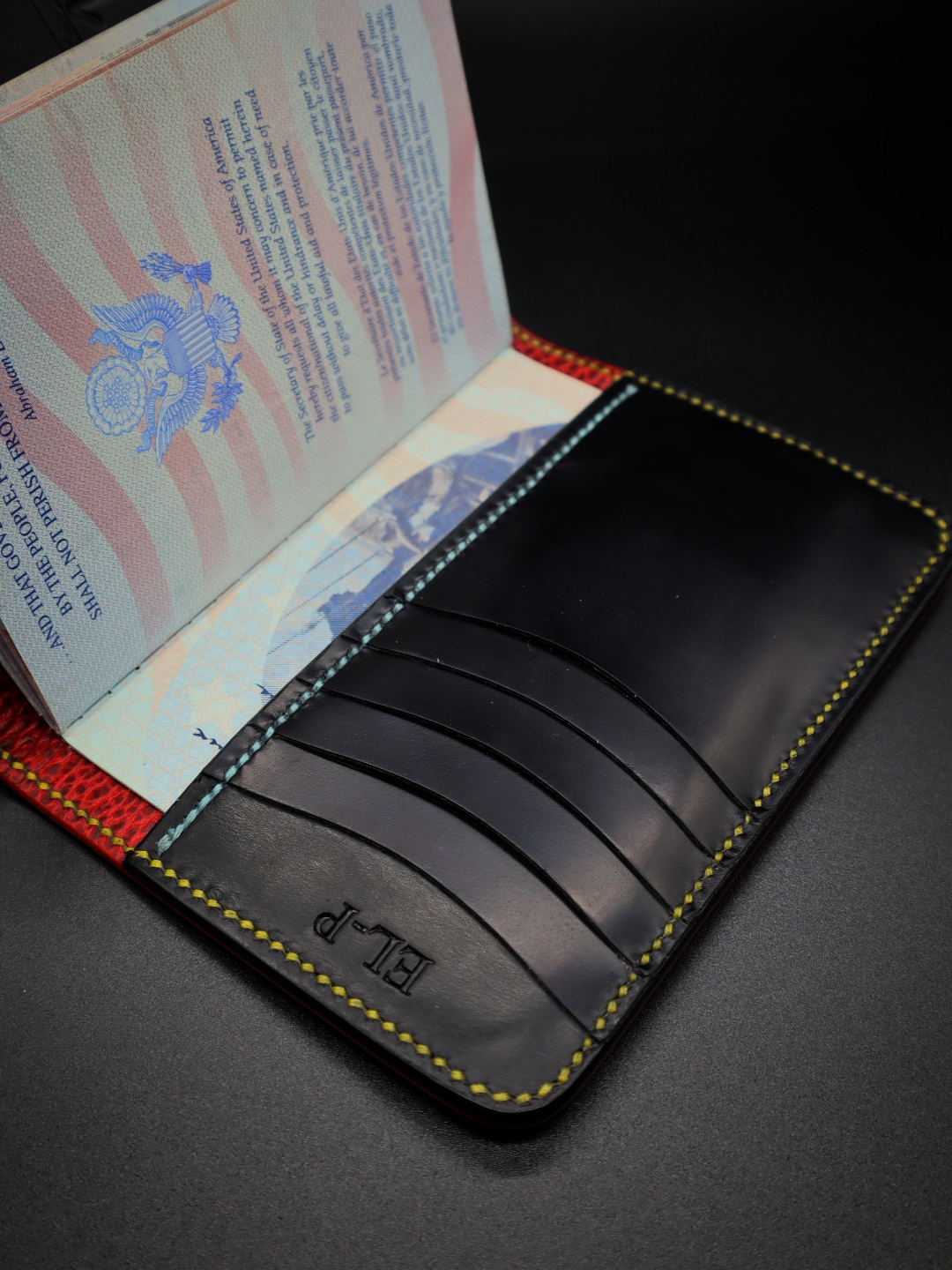 Kuizee Passport Cover Passport Holder Luxury Hibiscus Elegant Golden Lines  Art Passport Case Leather Travel Wallet Case Personalized for Women Men