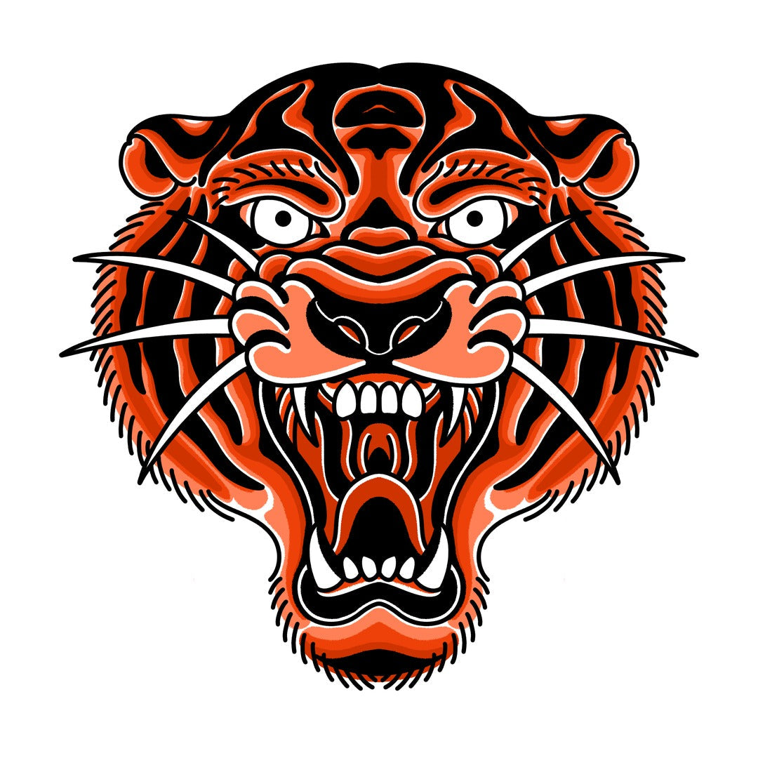 Traditional tiger leather tooling art pattern by 21GRAMS