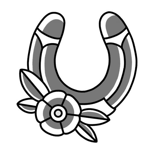 Horseshoe leather tooling pattern with bold beginner-friendly shapes