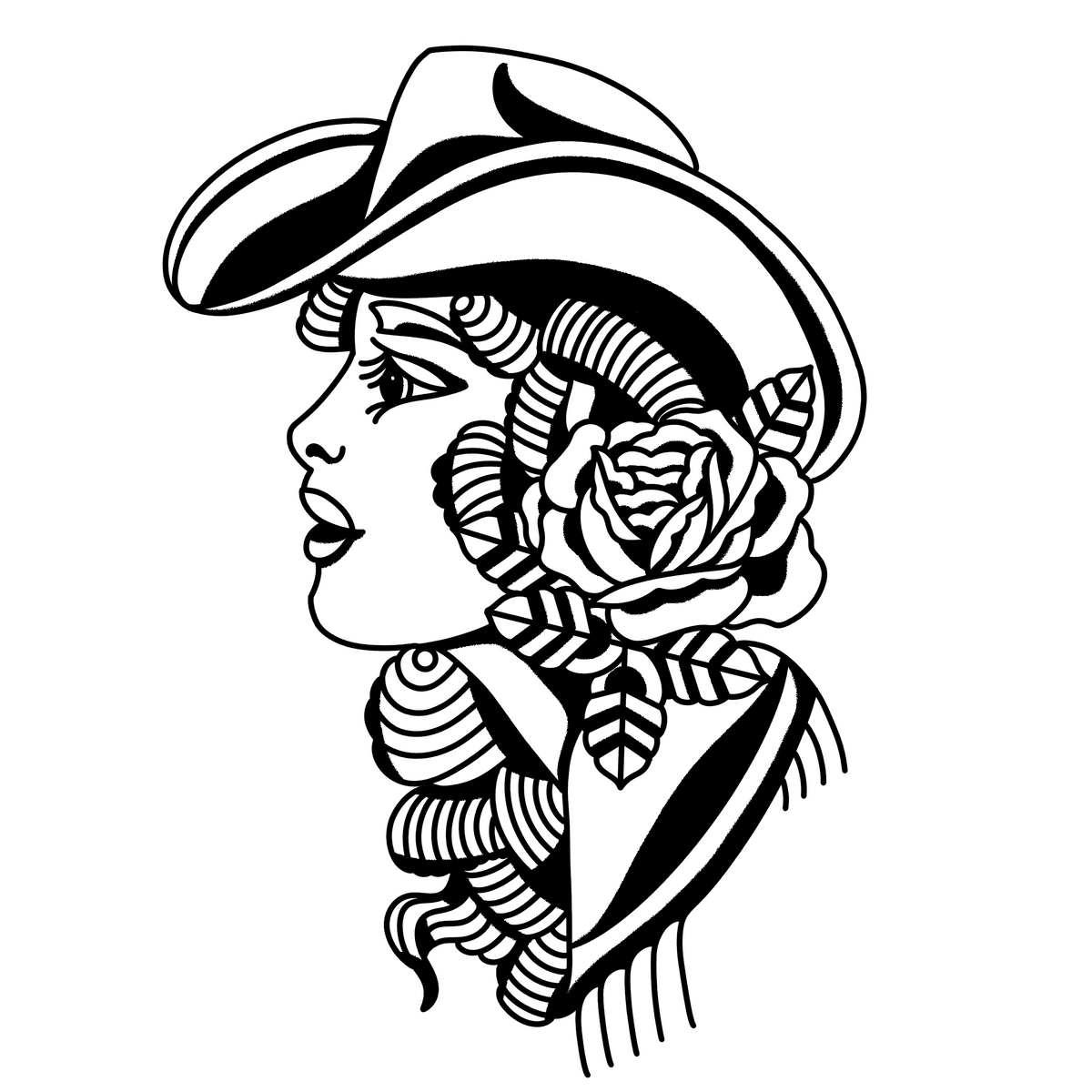 Cowgirl 001 Classic Traditional leather tooling pattern black shaded reference by 21GRAMS