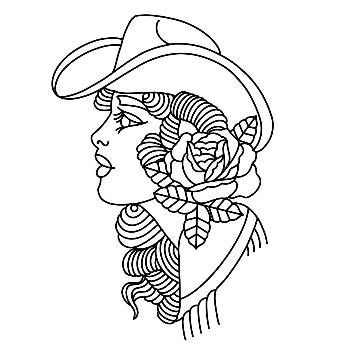 Cowgirl 001 Classic Traditional leather tooling pattern clean linework by 21GRAMS