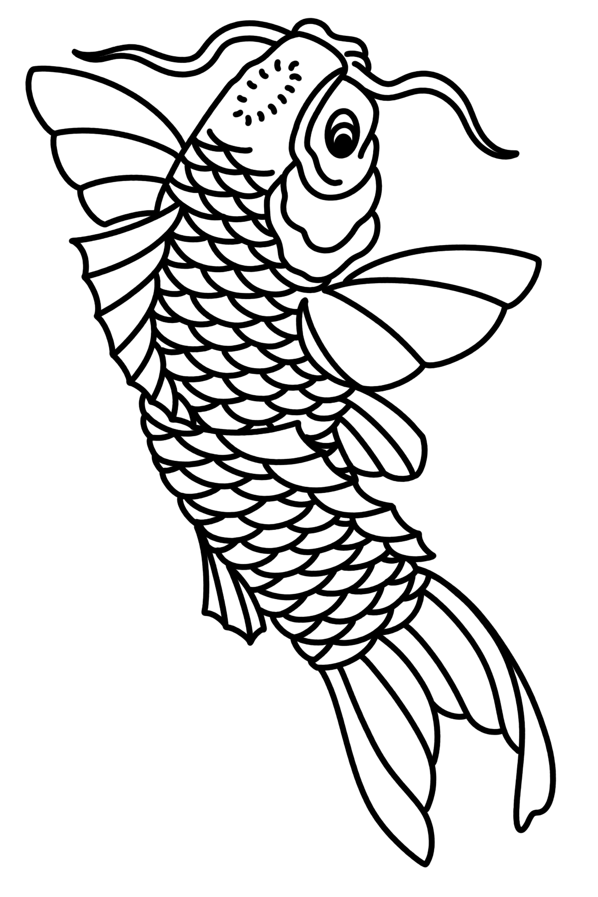 Koi 001 Classic Traditional leather tooling pattern clean linework by 21GRAMS