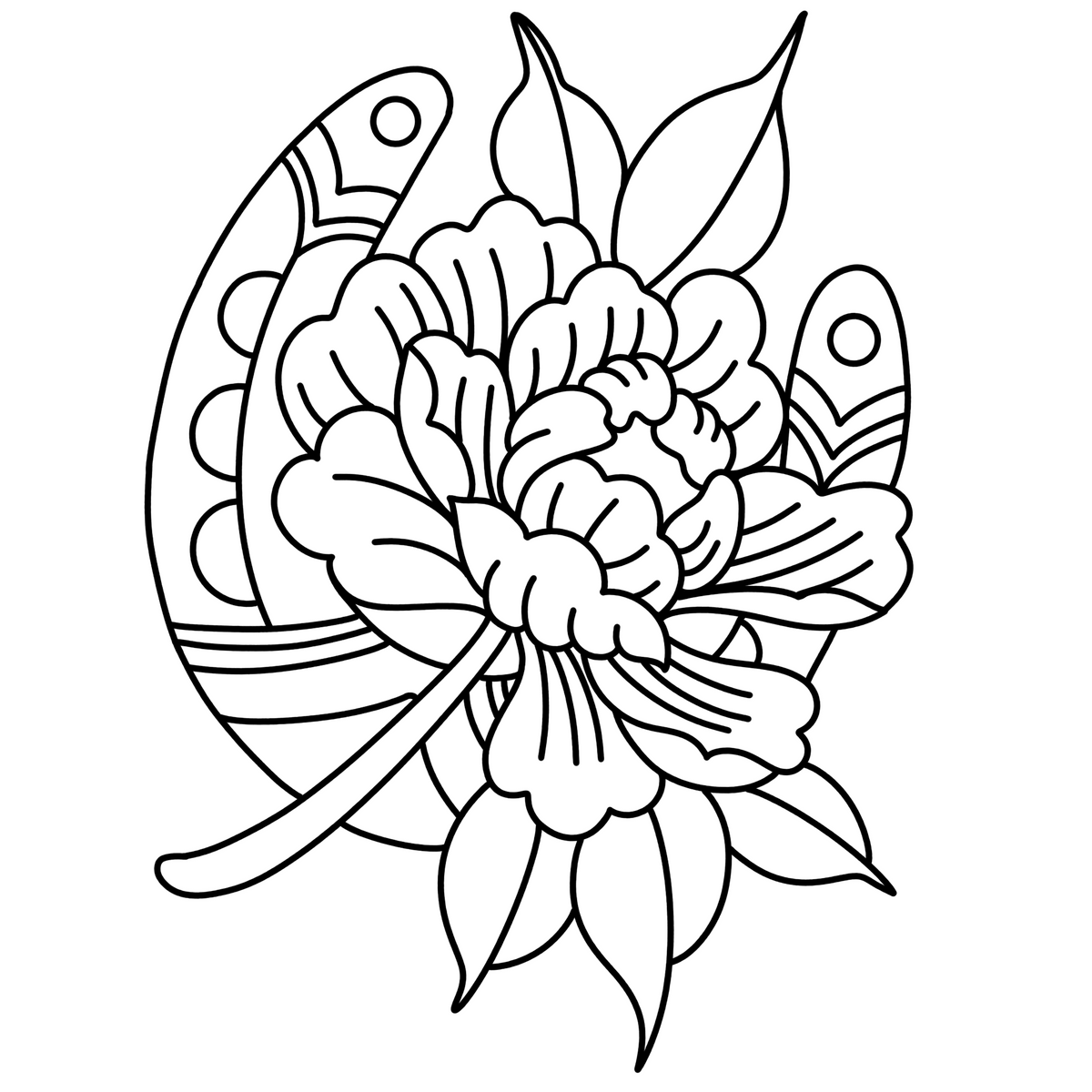 Peony Horseshoe 001 Classic Traditional leather tooling pattern clean linework by 21GRAMS