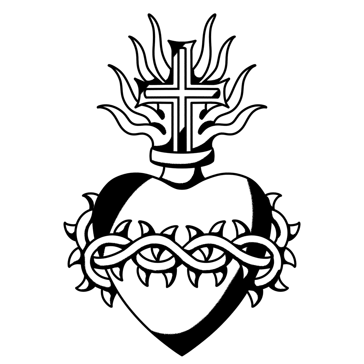 Sacred Heart 001 Classic Traditional leather tooling pattern black shaded reference by 21GRAMS