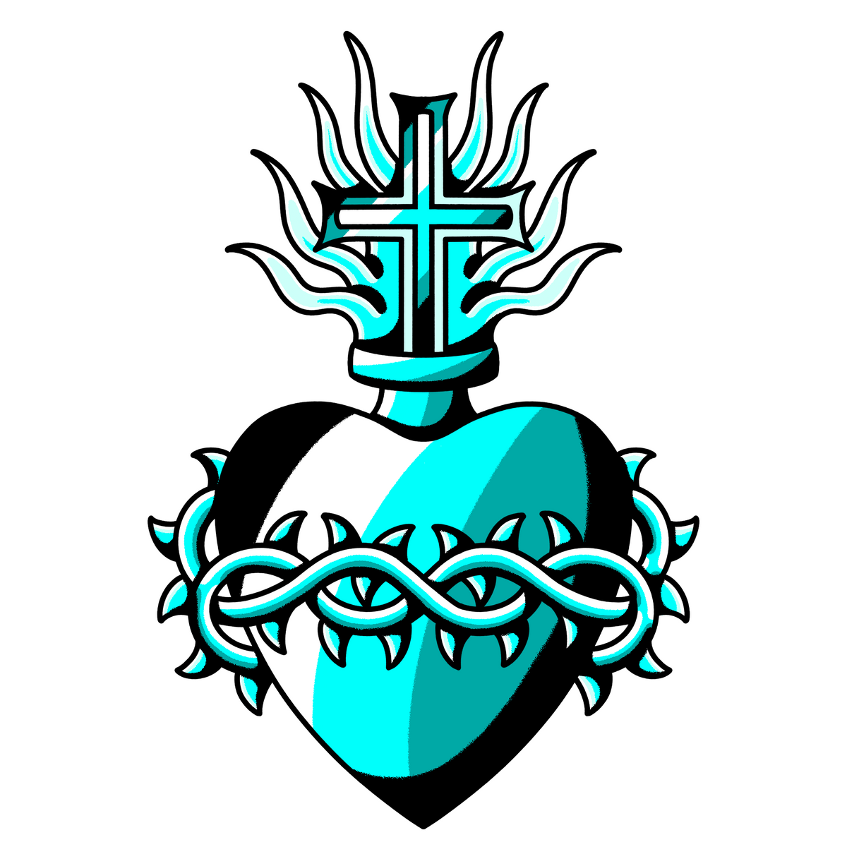 Sacred Heart 001 Classic Traditional leather tooling pattern color reference by 21GRAMS