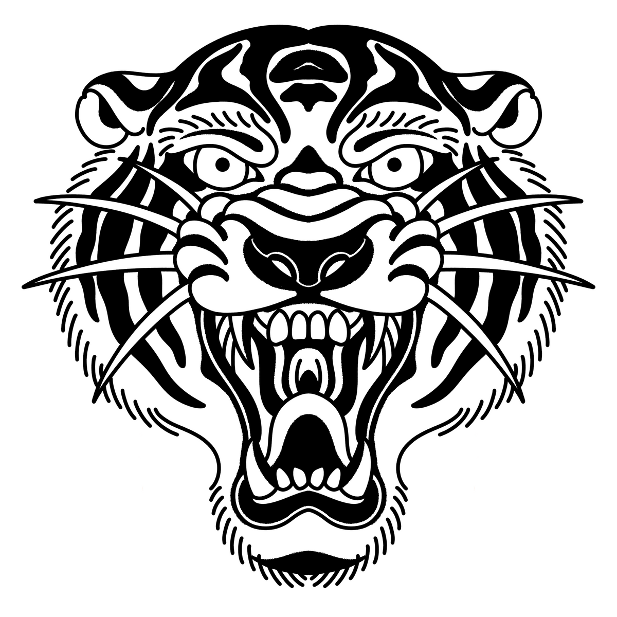 Tiger 001 Classic Traditional leather tooling pattern black shaded reference by 21GRAMS