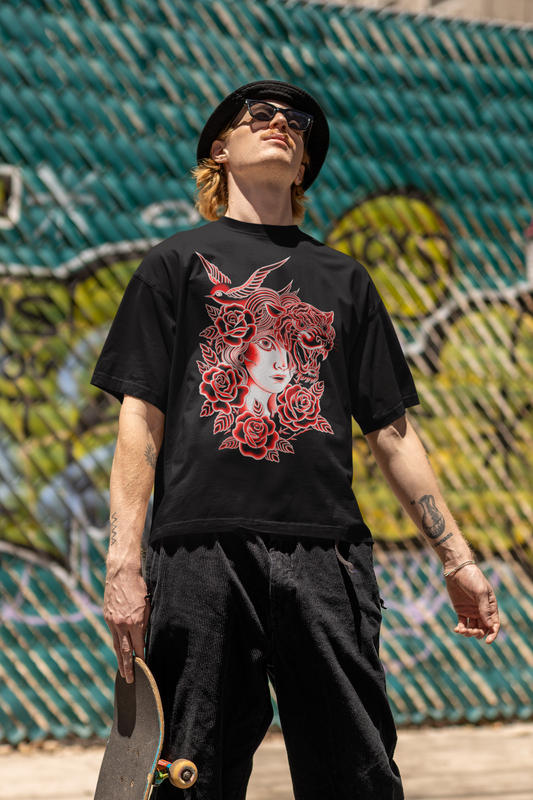 Tiger Girl T-Shirt – Tattoo Style Graphic Tee by 21GRAMS